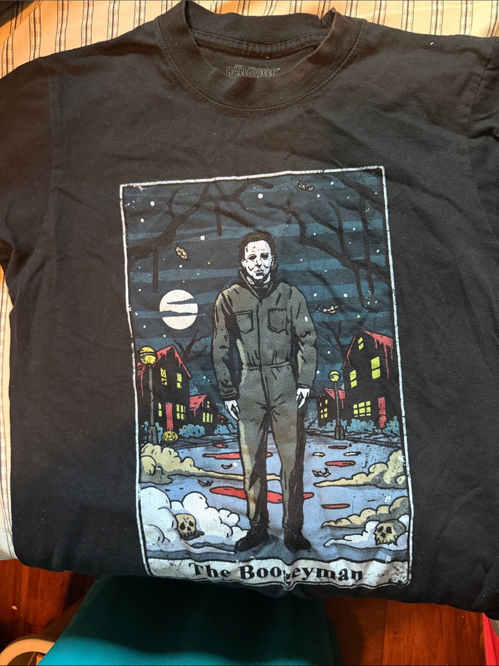 Men's Black Short-Sleeve Graphic Tee — Horror Scene Print